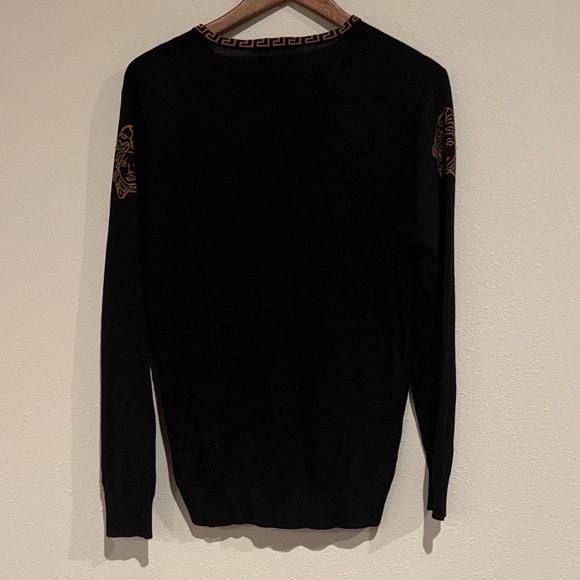 Versace Black V-Neck Sweater with Gold Accents - Picture 7 of 8